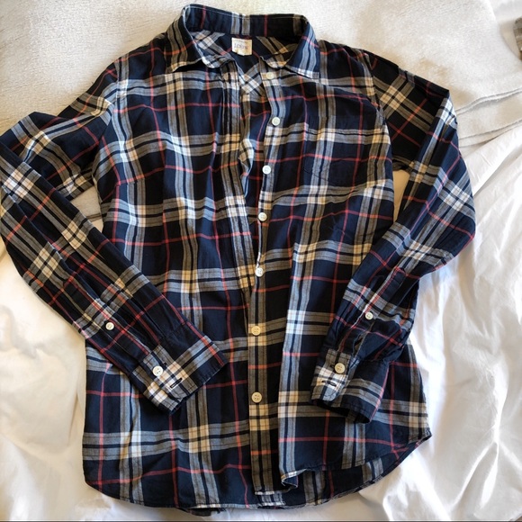 J. Crew Tops - DROP! J. Crew Navy Blue Plaid Shirt